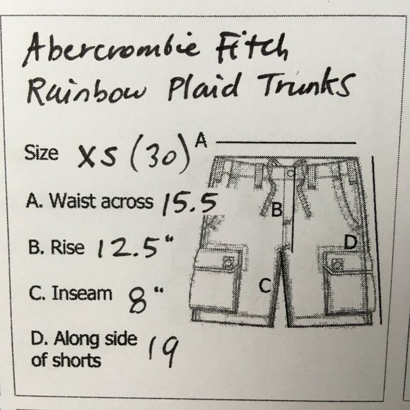 Abercrombie Fitch Mens Swim Shorts XS 29 to 30 Cotton Blend Rainbow Plaid Trunks - Picture 11 of 11